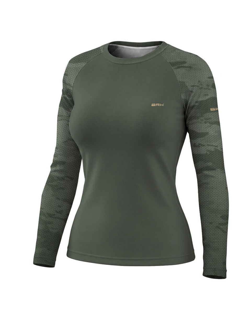 Camisa Segunda Pele Feminina Brk Classic 350 Camu Verde Militar Clean com UV50+