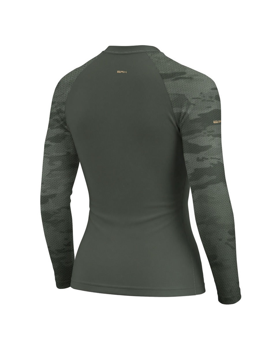 Camisa Segunda Pele Feminina Brk Classic 350 Camu Verde Militar Clean com UV50+