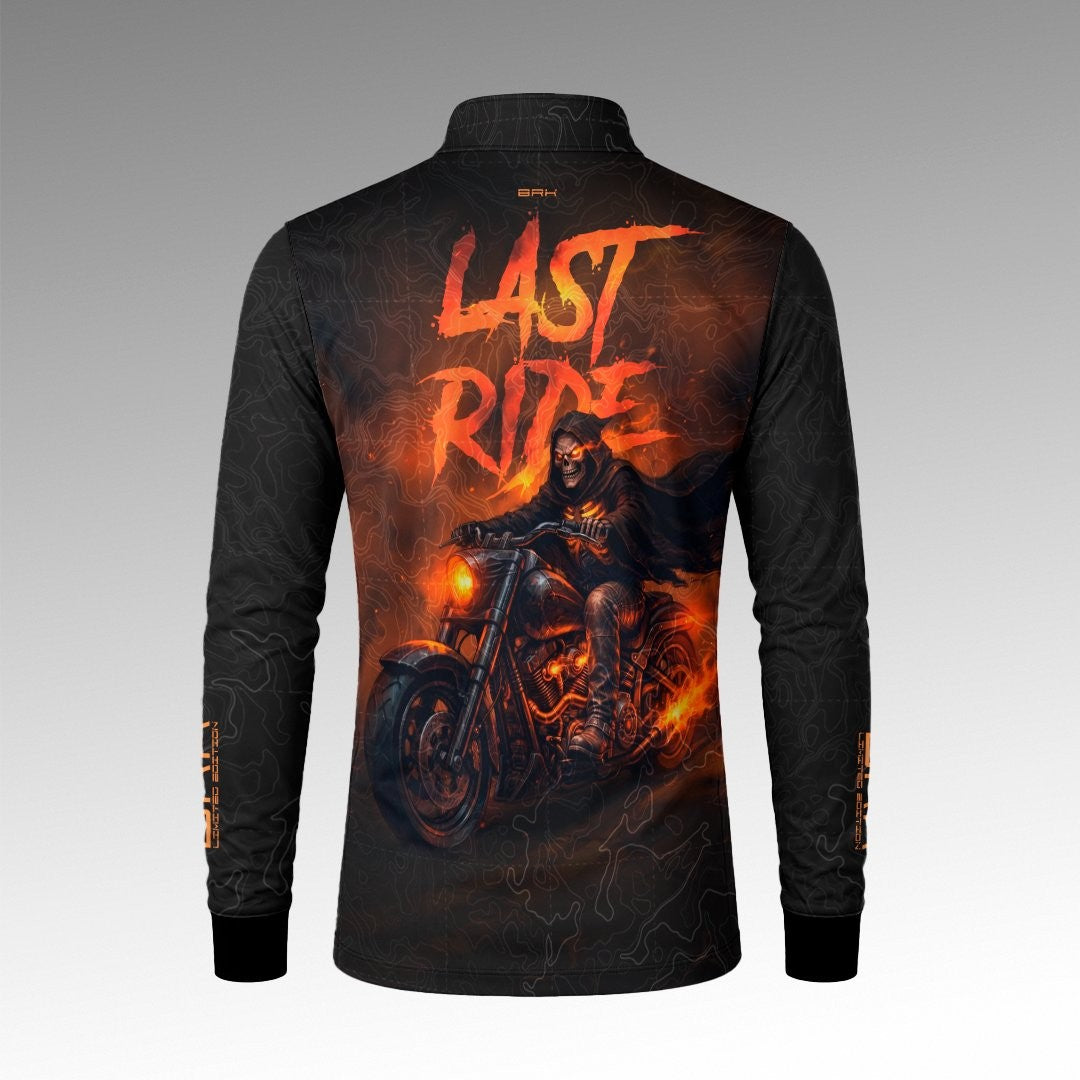 Camisa Halloween Last Ride Black and Orange com Proteção UV50+