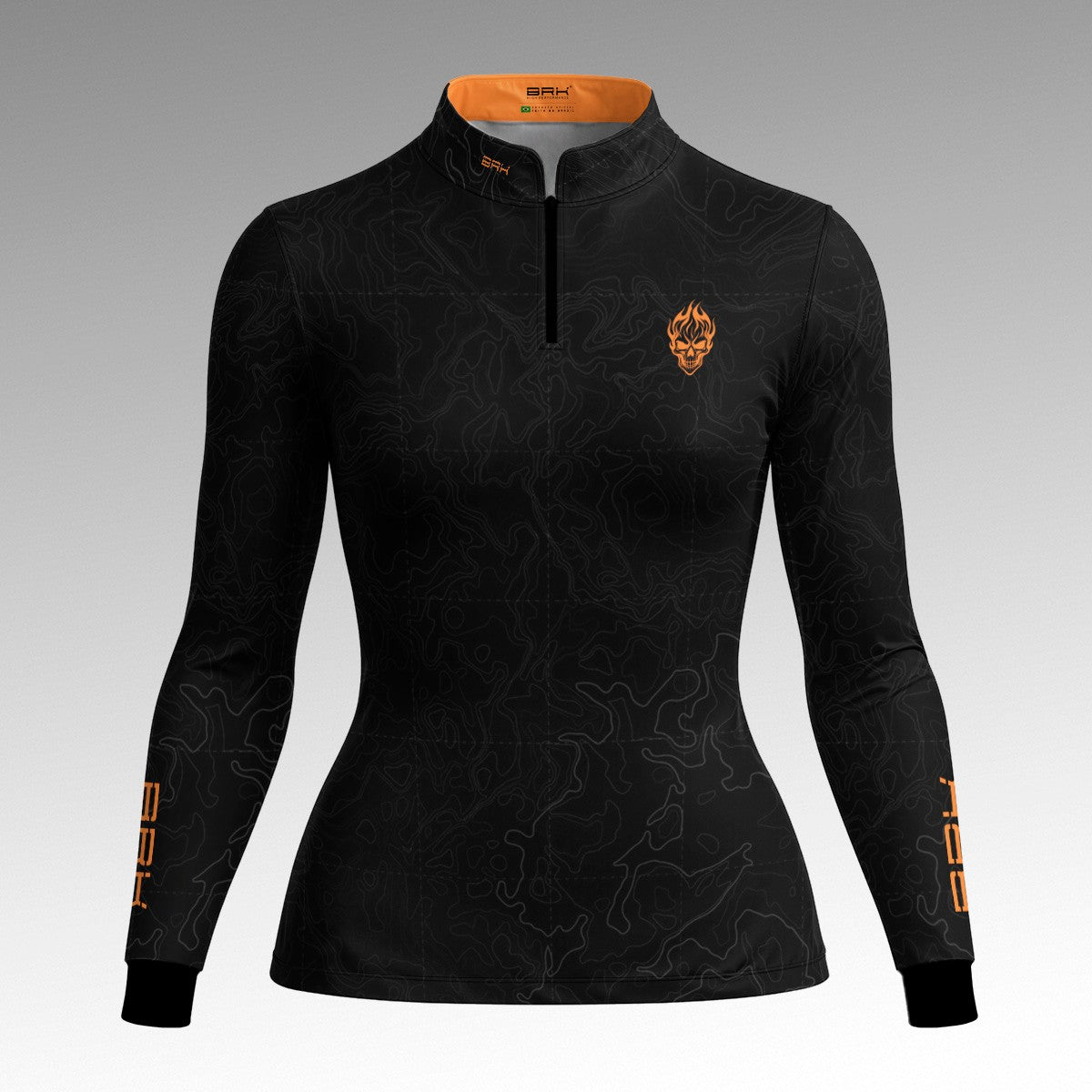 Camisa Halloween Feminina Last Ride Black and Orange com Proteção UV50+