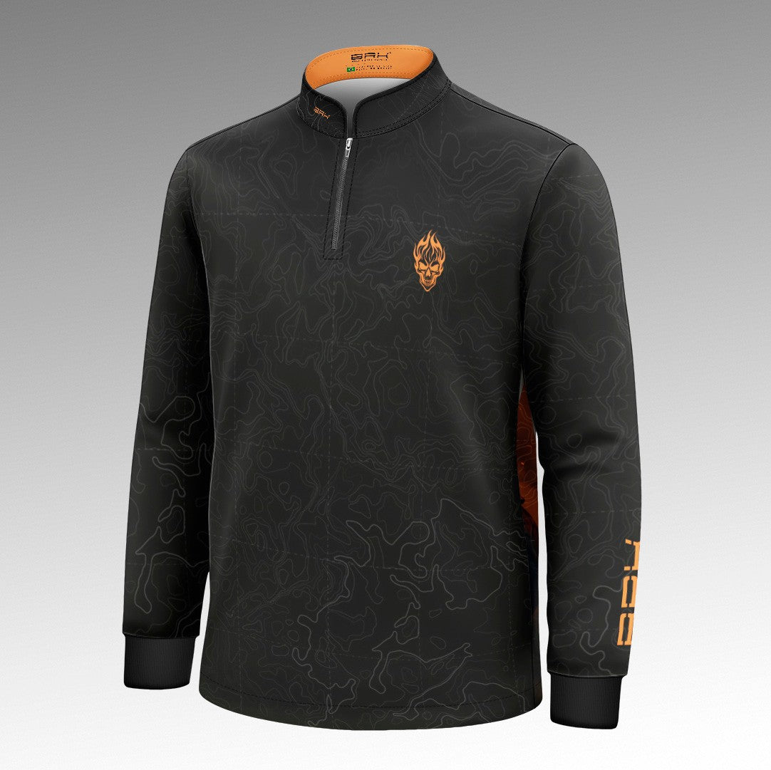 Camisa Halloween Infantil Last Ride Black and Orange com Proteção UV50+