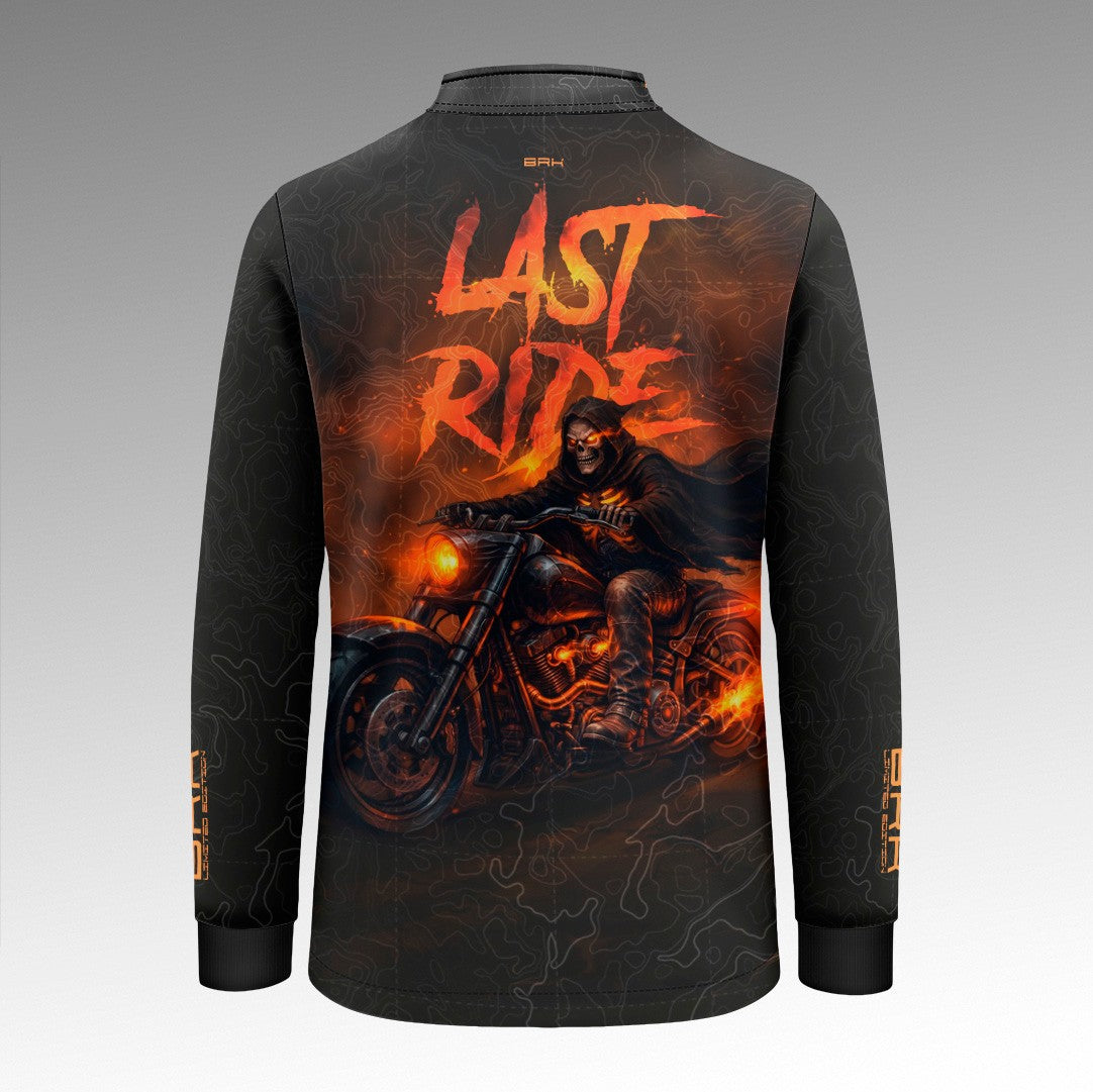 Camisa Halloween Infantil Last Ride Black and Orange com Proteção UV50+