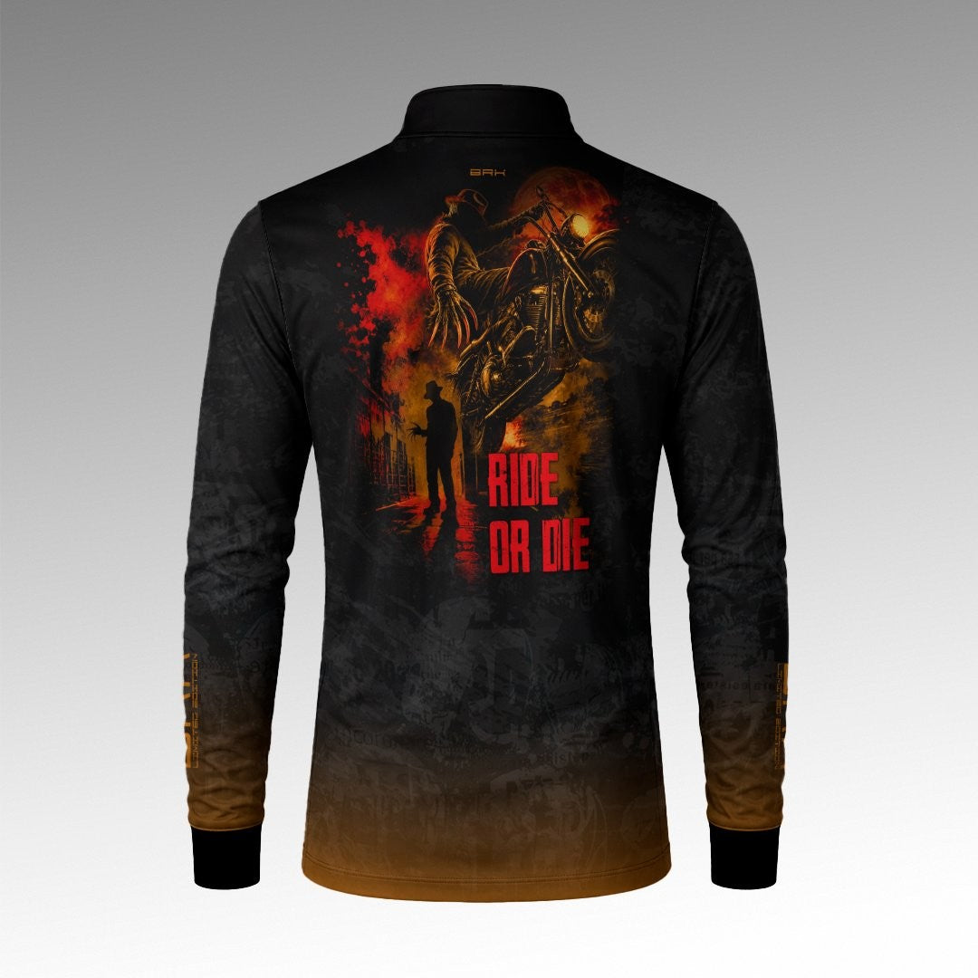 Camisa Halloween Ride Or Die Black and Orange com Proteção UV50+