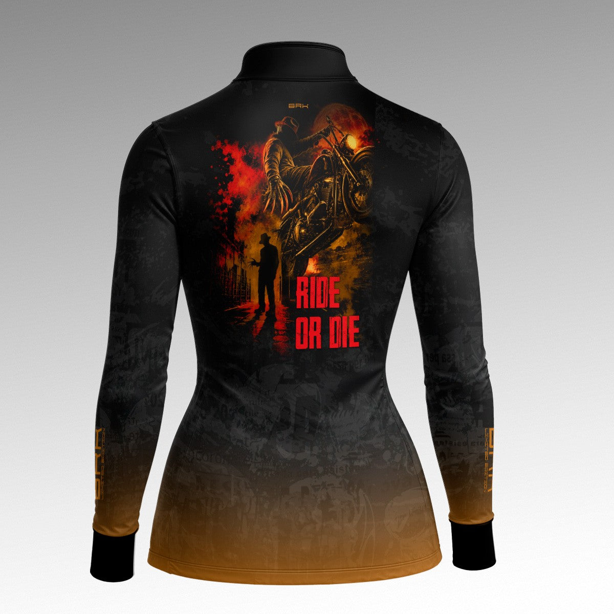 Camisa Halloween Feminina Ride Or Die Black and Orange com Proteção UV50+