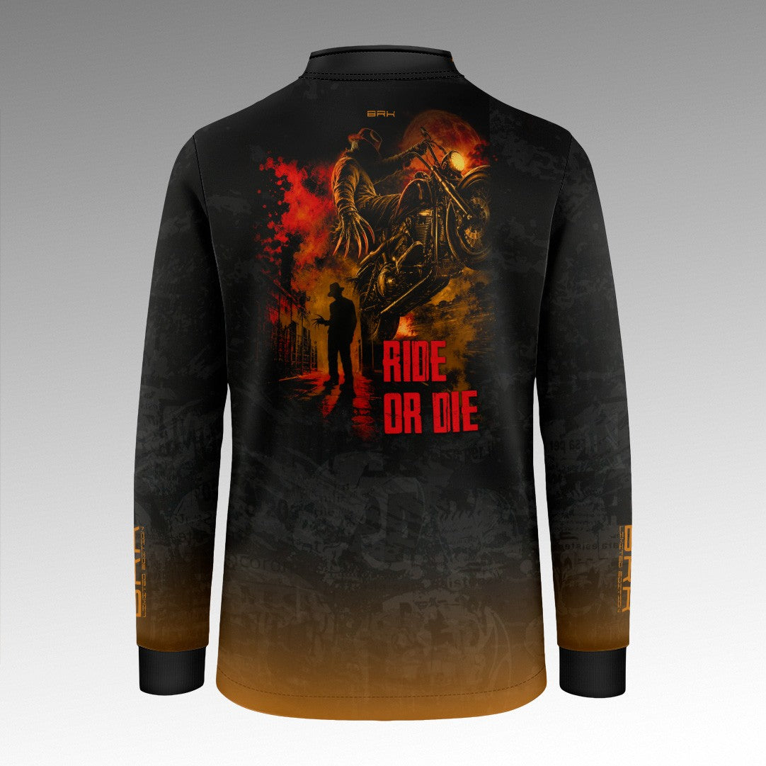Camisa Halloween Infantil Ride Or Die Black and Orange com Proteção UV50+