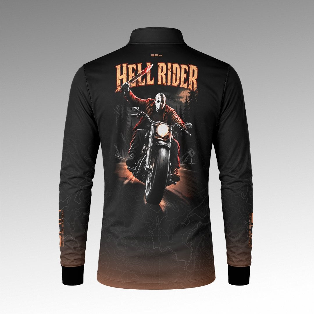 Camisa Halloween Hell Rider Black and Orange com Proteção UV50+