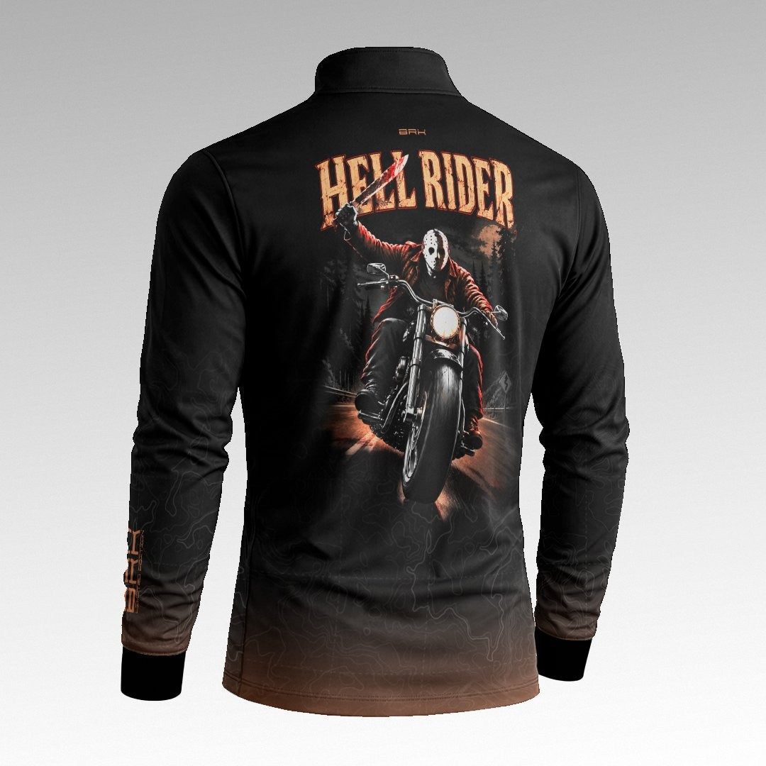 Camisa Halloween Hell Rider Black and Orange com Proteção UV50+