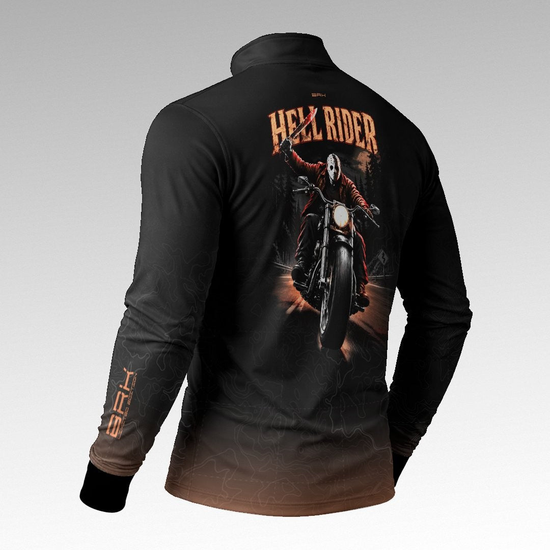 Camisa Halloween Hell Rider Black and Orange com Proteção UV50+