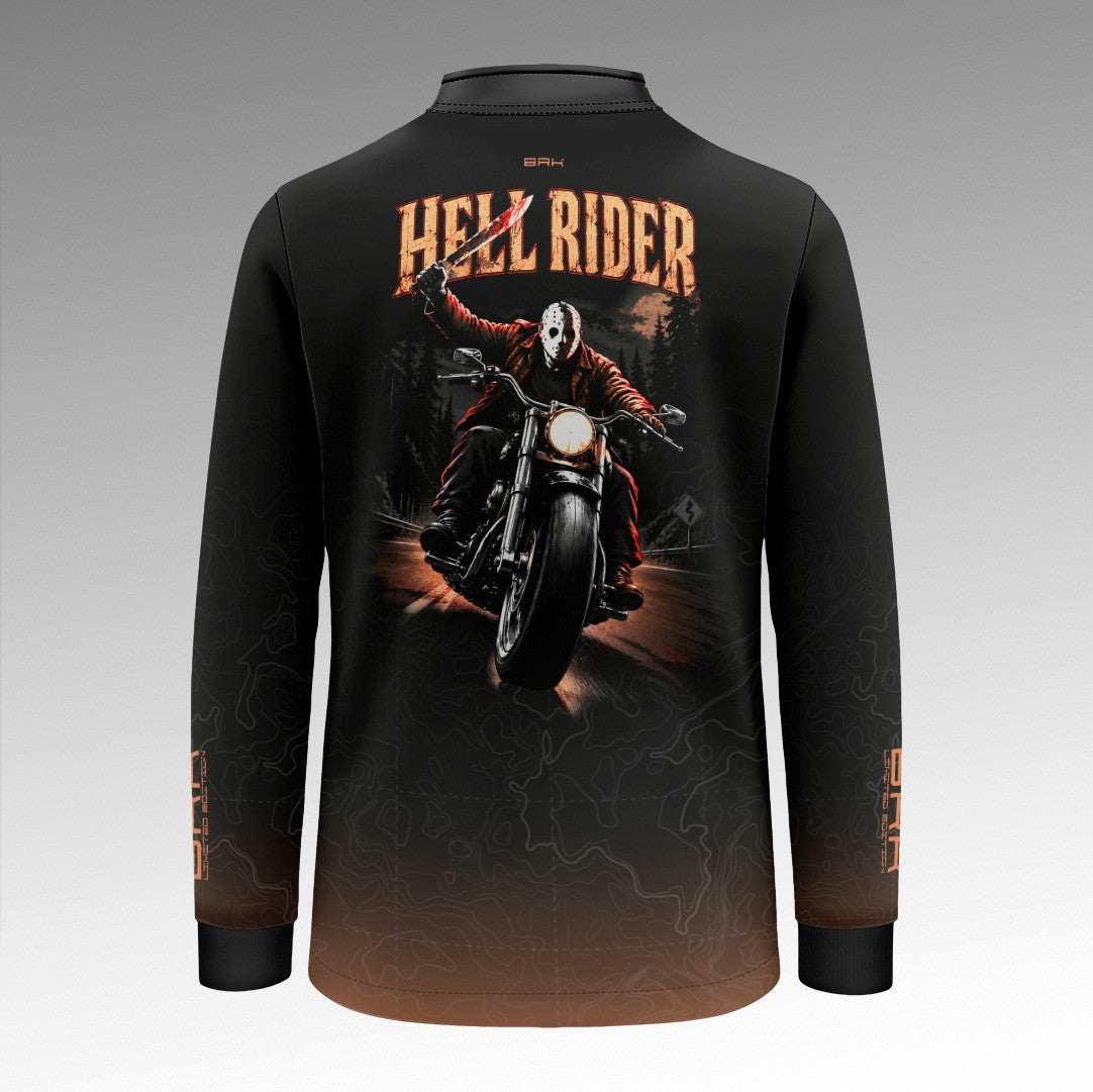 Camisa Halloween Infantil Hell Rider Black and Orange com Proteção UV50+