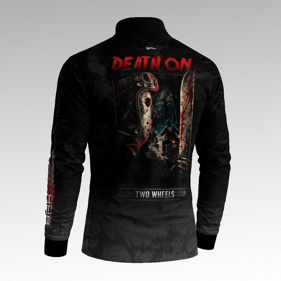 Camisa Halloween Death On Two Wheels Black and Blood com Proteção UV50+