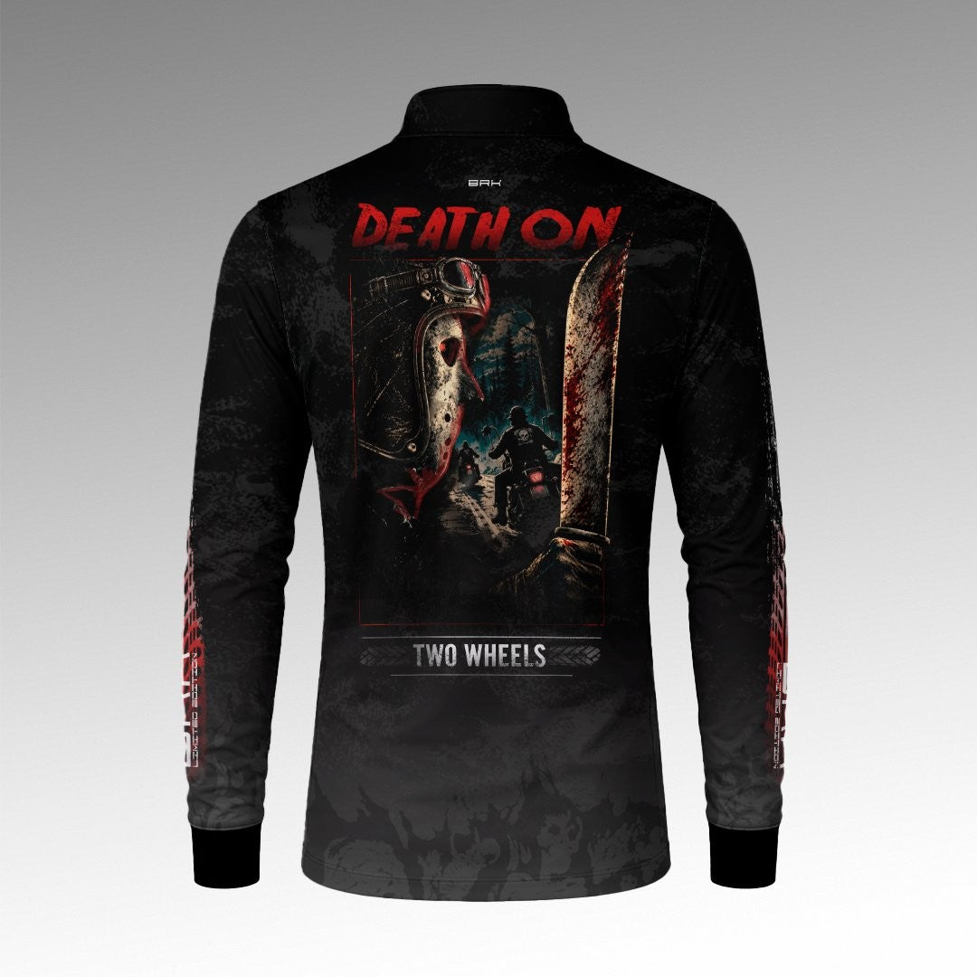 Camisa Halloween Death On Two Wheels Black and Blood com Proteção UV50+