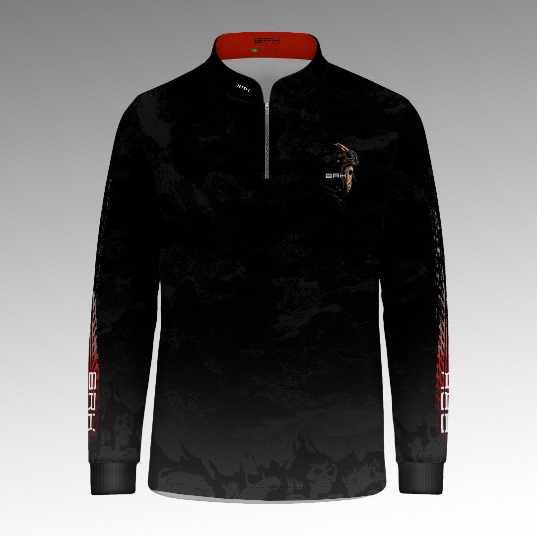 Camisa Halloween Infantil Death On Two Wheels Black and Blood com Proteção UV50+