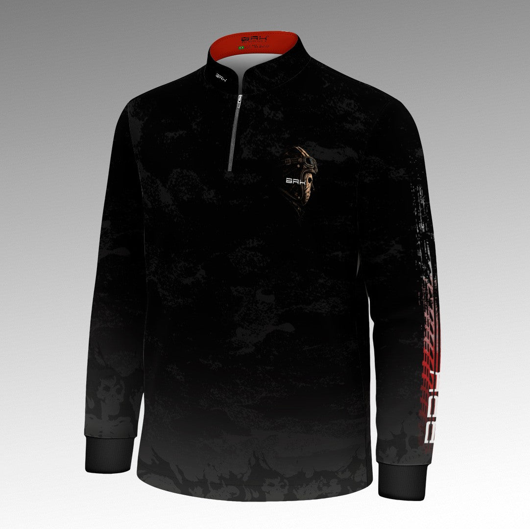 Camisa Halloween Infantil Death On Two Wheels Black and Blood com Proteção UV50+