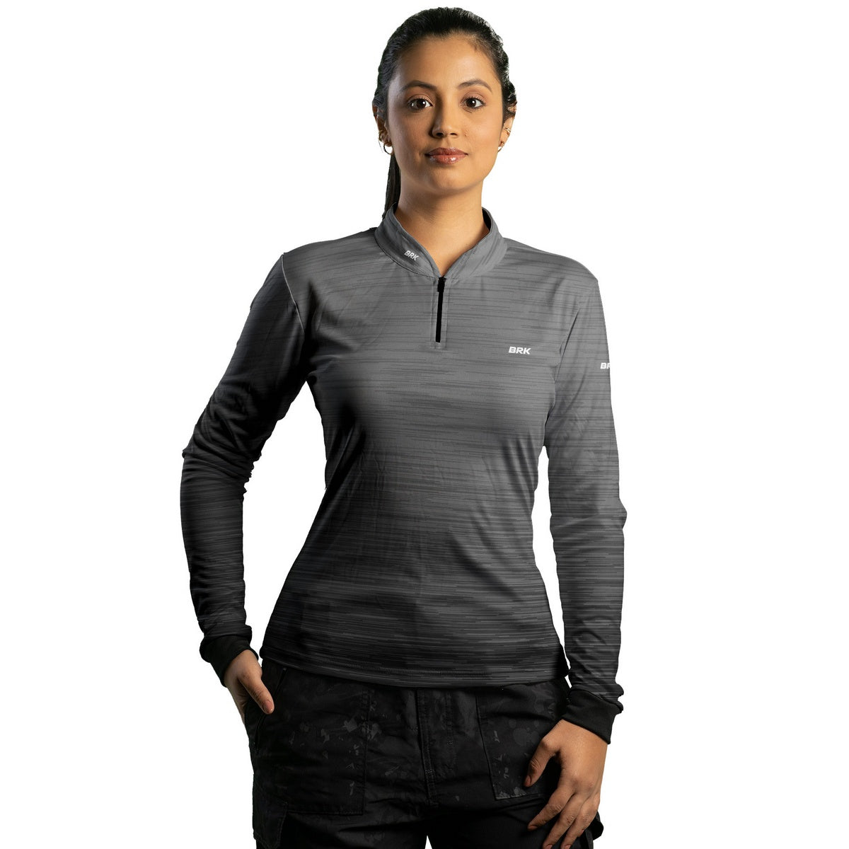 Camisa de Motociclismo Feminina Brk Mescla Cinza com Proteção Solar UV50+
