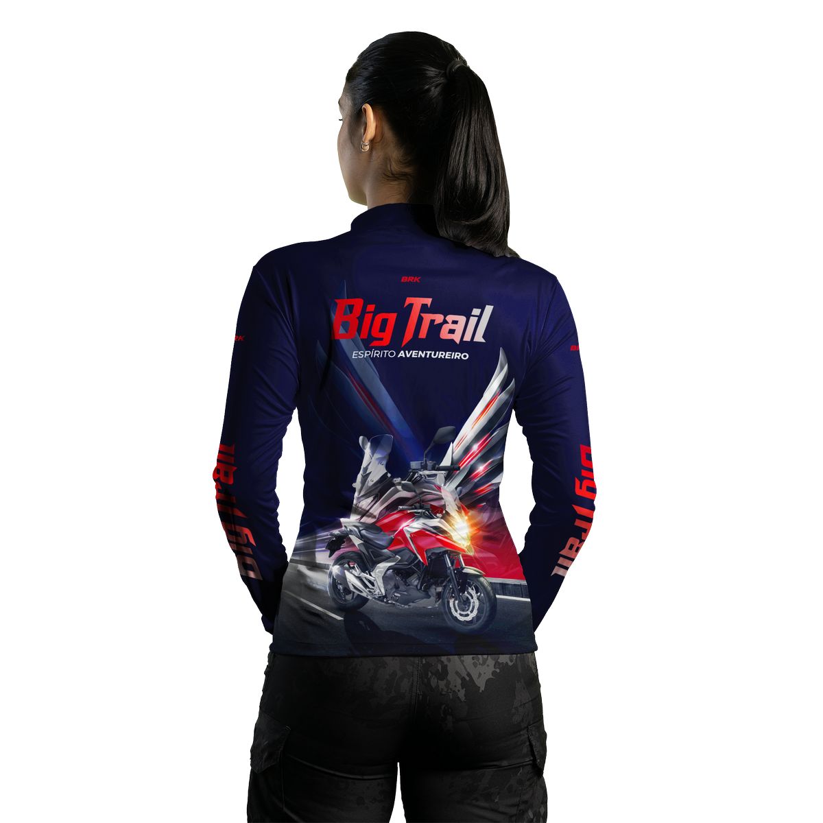 Camisa de Motociclismo Feminina Brk NC 750X Azul Escuro com Proteção Solar UV50+