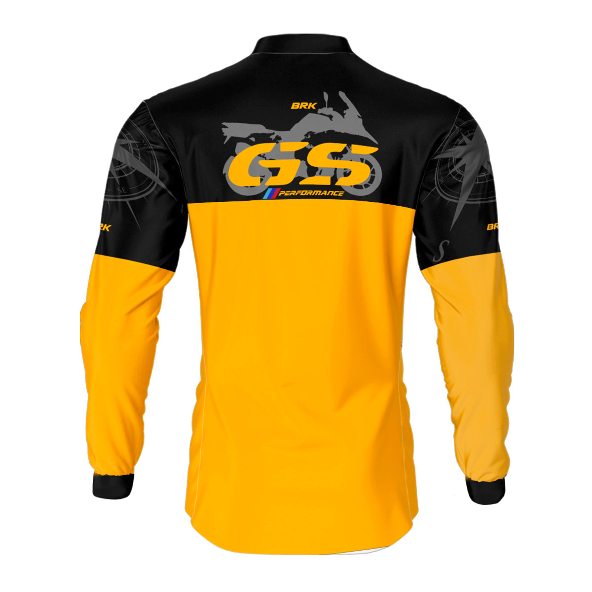 Camisa Motociclismo Brk GS BMW Performance Amarela e Preto com Proteção Solar UV50+