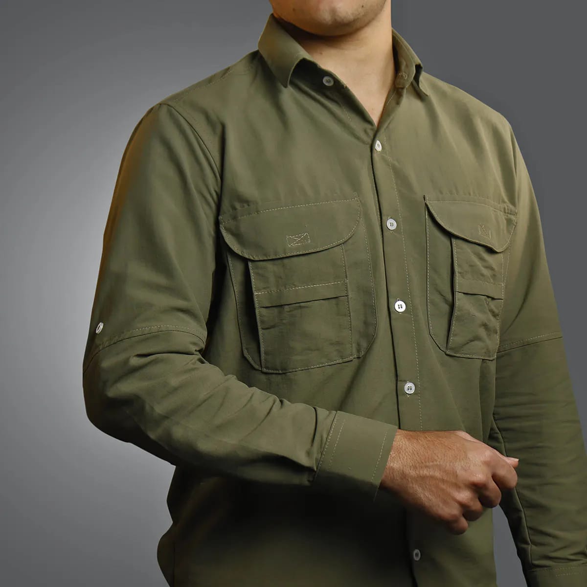 Camisa de Botão Brk Caqui com Proteção UV50+