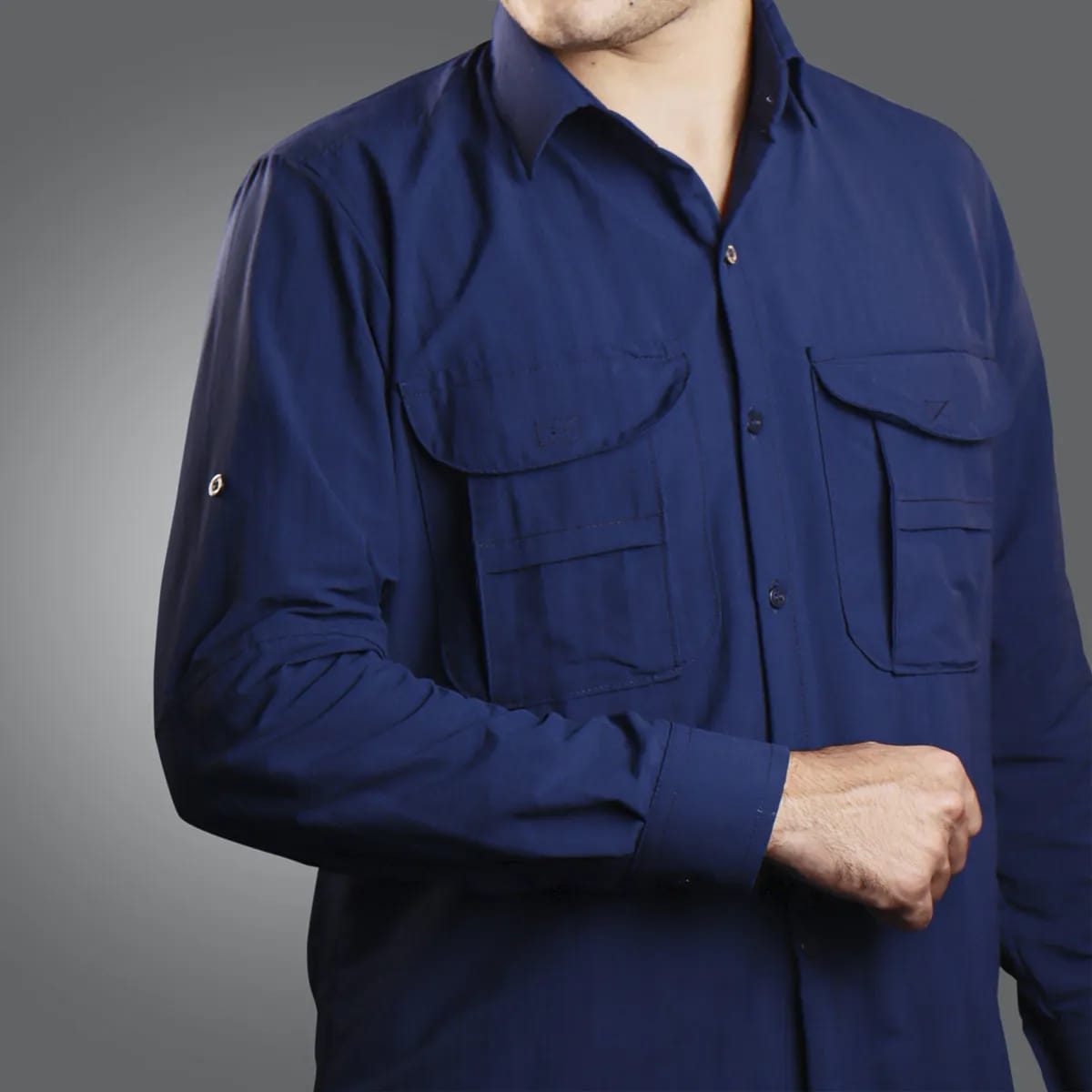 Camisa de Botão Brk Azul com Proteção UV50+