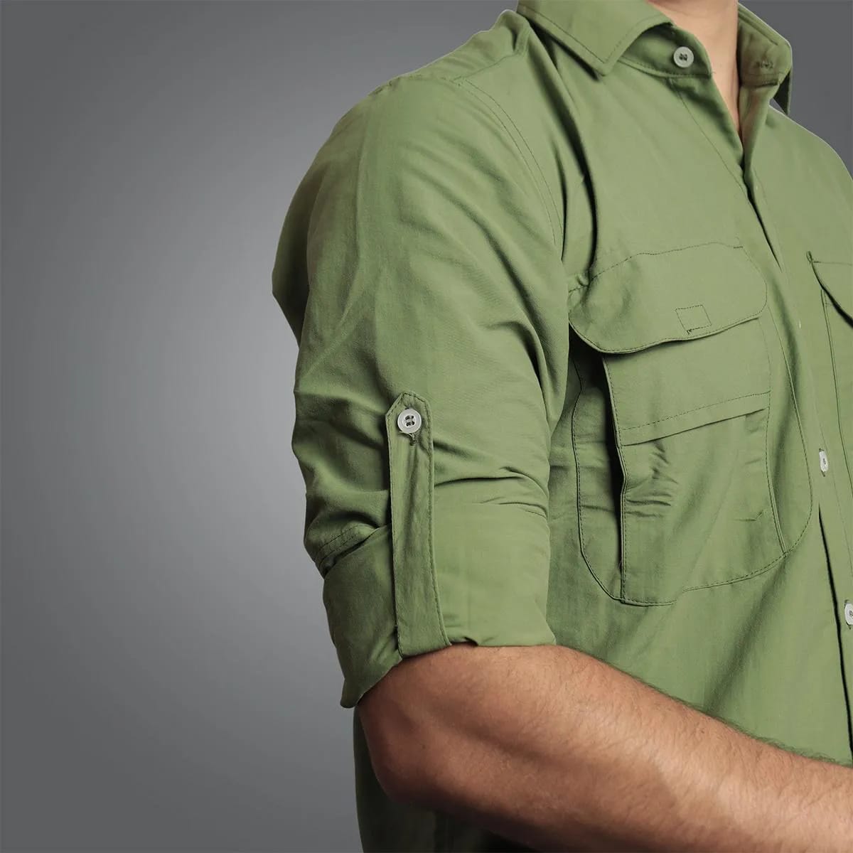 Camisa de Botão Brk Verde Aventura com Proteção UV50+