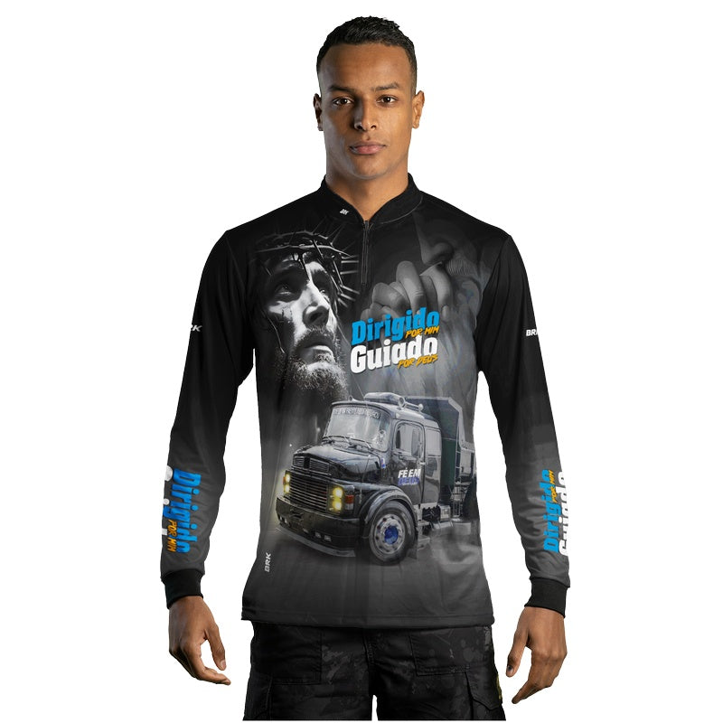 Camisa de Caminhão Brk Dirigido Por Mim, Guiado Por Deus com UV50+