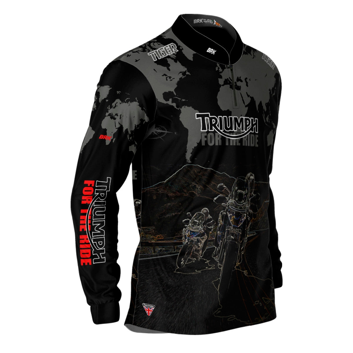 Camisa Masculina Motociclismo Brk Triumph Tiger for the Ride com Proteção Solar UV50+
