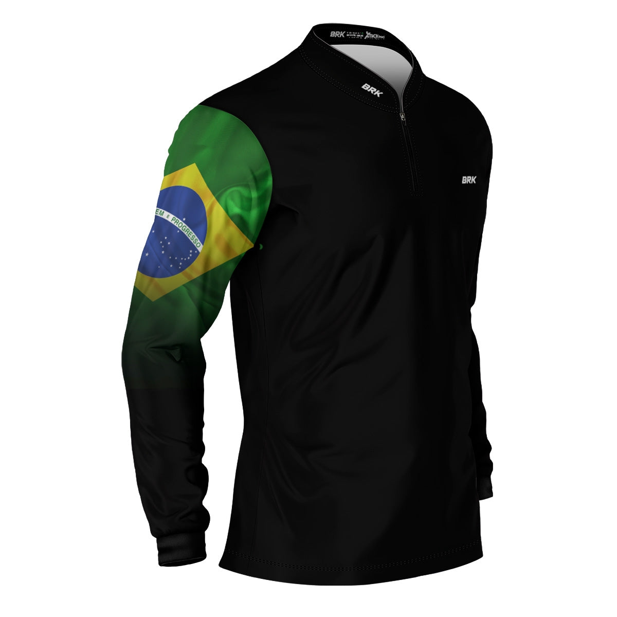 Kit Camisas UV50 Casal Preta Bandeira do Brasil
