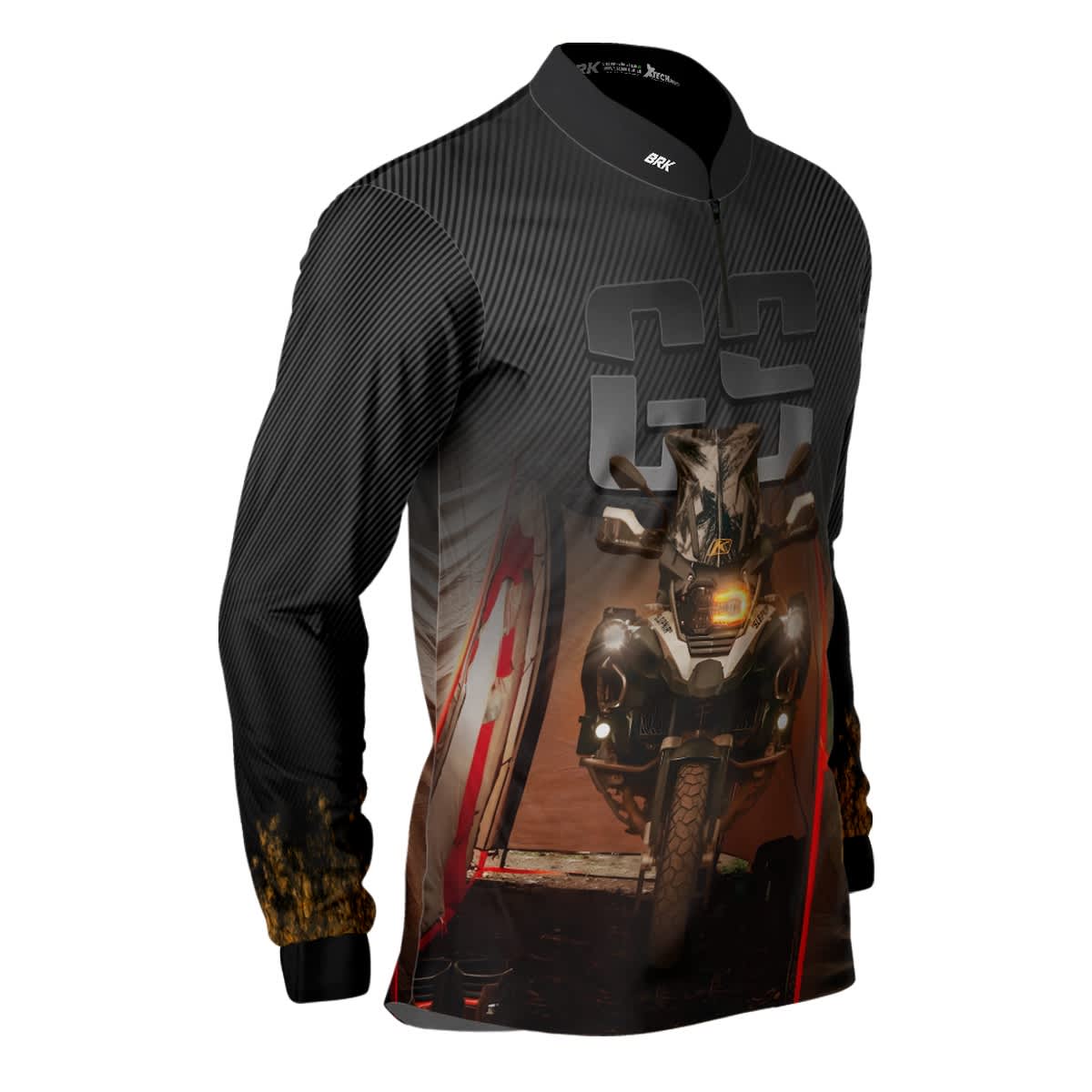 Camisa de Motociclismo Brk Preta Big Trail GS com Proteção Solar UV50+