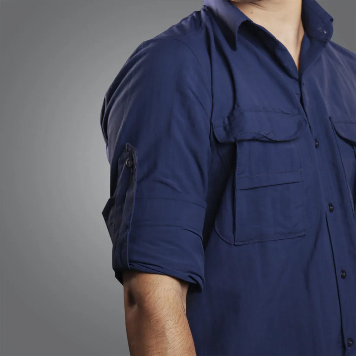 Camisa de Botão Brk Azul com Proteção UV50+