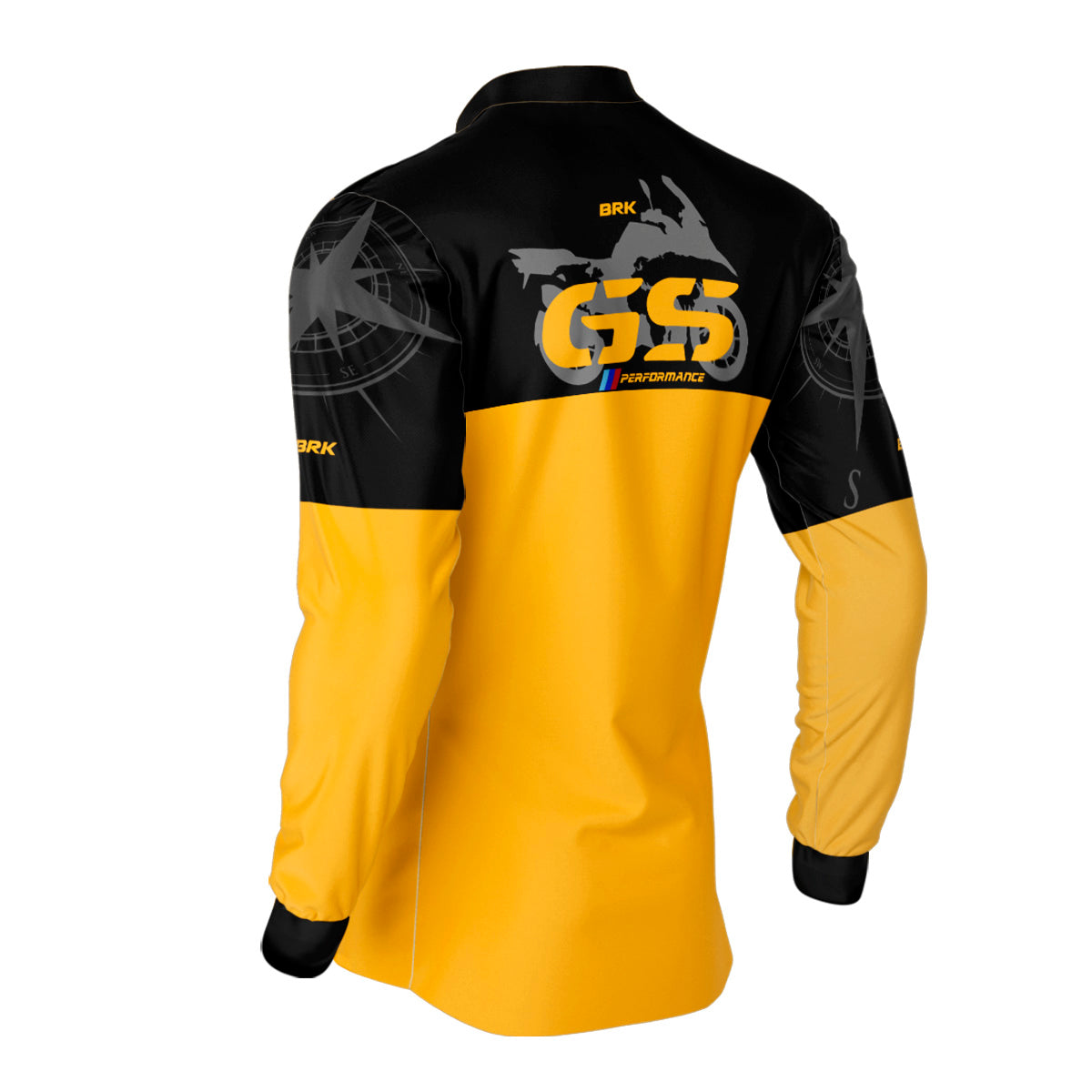 Camisa Motociclismo Brk GS BMW Performance Amarela e Preto com Proteção Solar UV50+