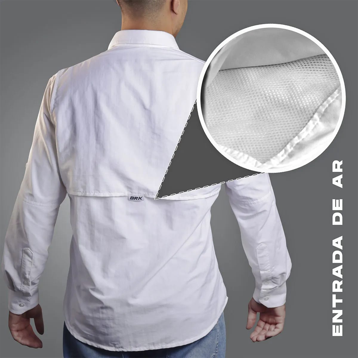 Camisa de Botão Brk Branca com Proteção UV50+
