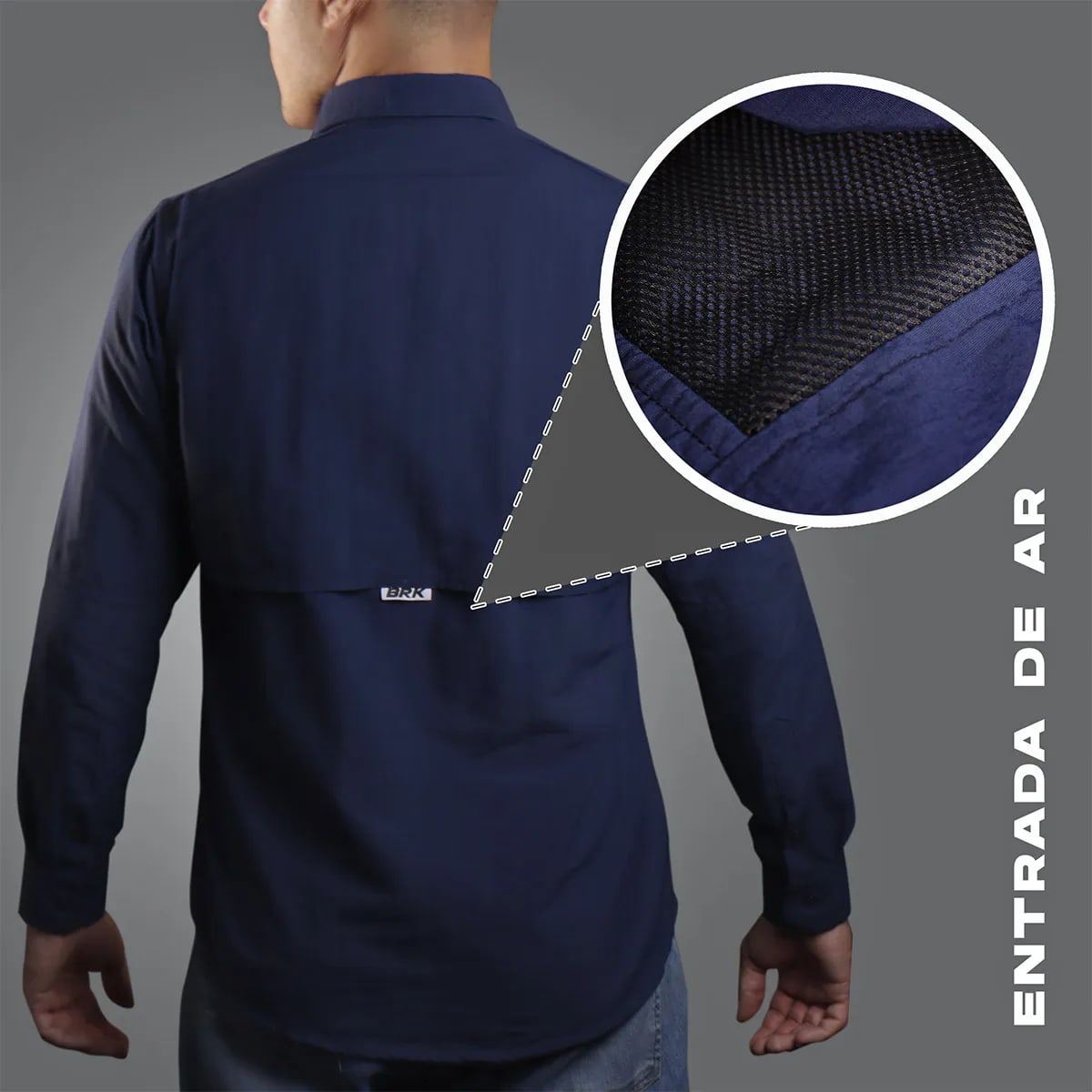 Camisa de Botão Brk Azul com Proteção UV50+