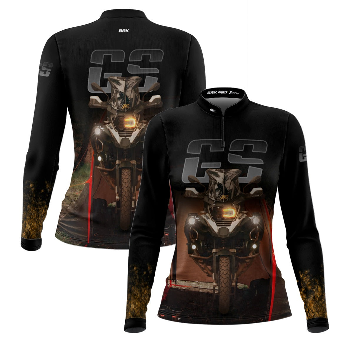 Camisa de Motociclismo Feminina Brk Preta Big Trail GS com Proteção Solar UV50+