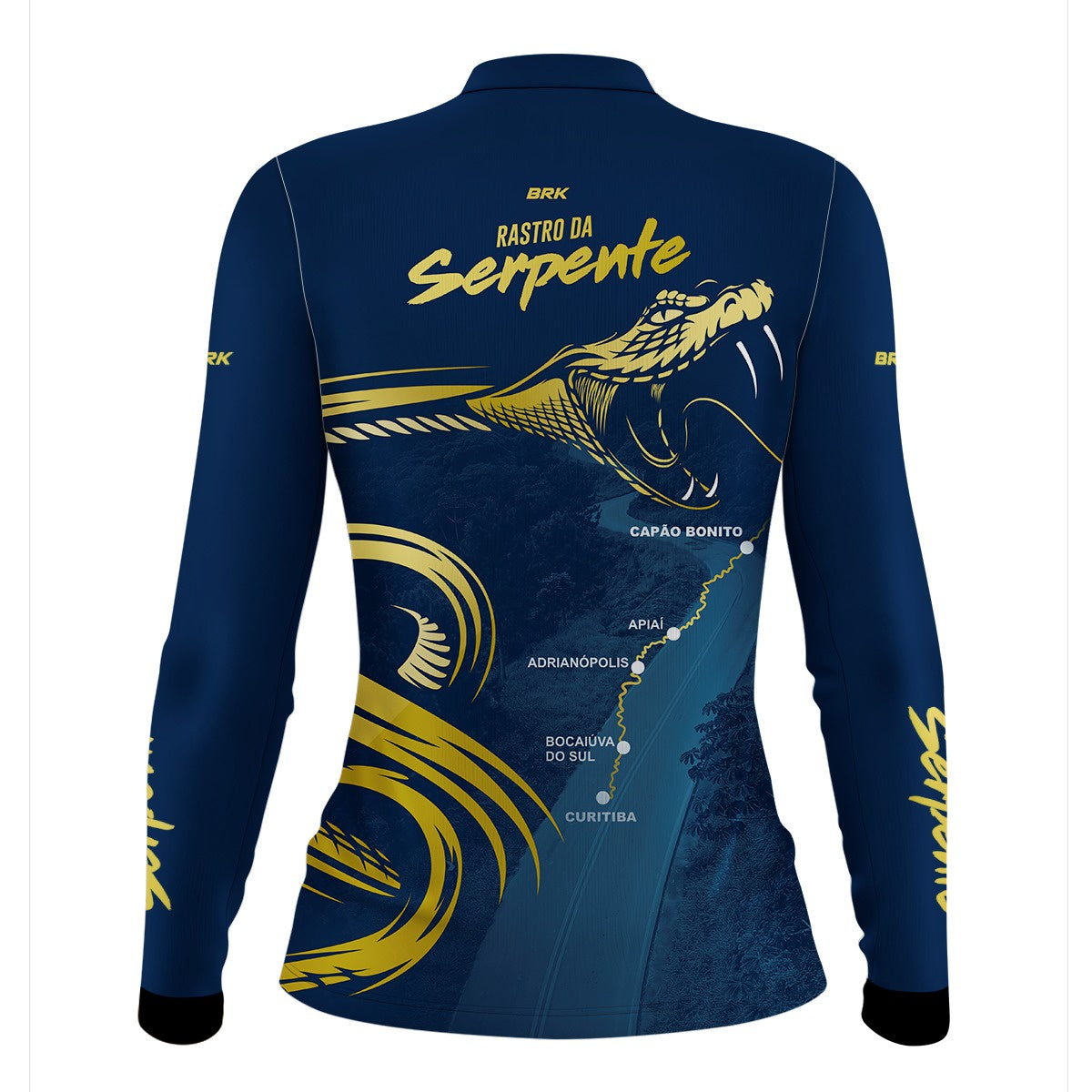 Camisa Feminina de Motociclismo Brk Rastro da Serpente Azul Marinho com Proteção Solar UV50+