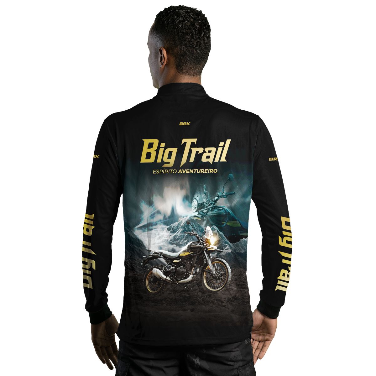 Camisa de Motociclismo Brk Preta Moto Himalayan com Proteção Solar UV50+