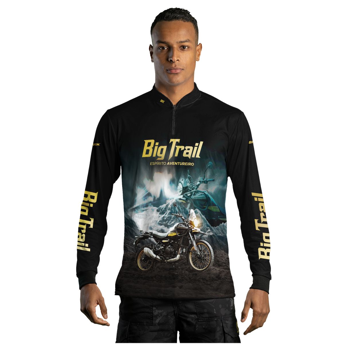 Camisa de Motociclismo Brk Preta Moto Himalayan com Proteção Solar UV50+