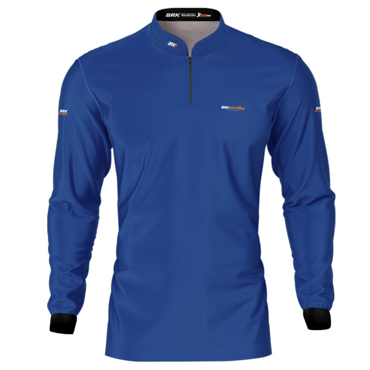 Camisa de Motociclismo Brk Azul Básica com Proteção Solar UV50+