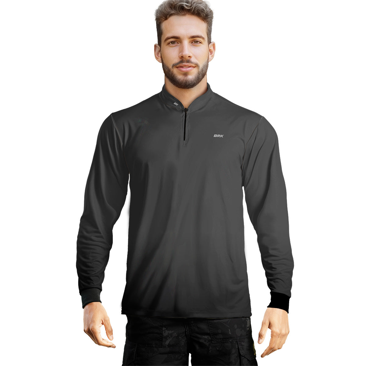 Camisa Motociclismo Brk Unissex Basic Cinza com Proteção Solar UV50+
