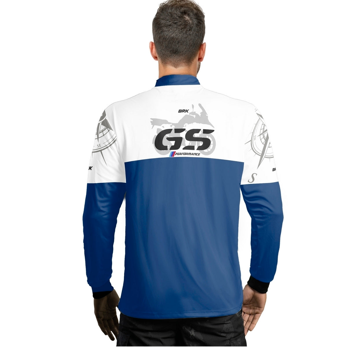 Camisa Masculina Motociclismo Brk GS BMW Performance Azul com Proteção Solar UV50+