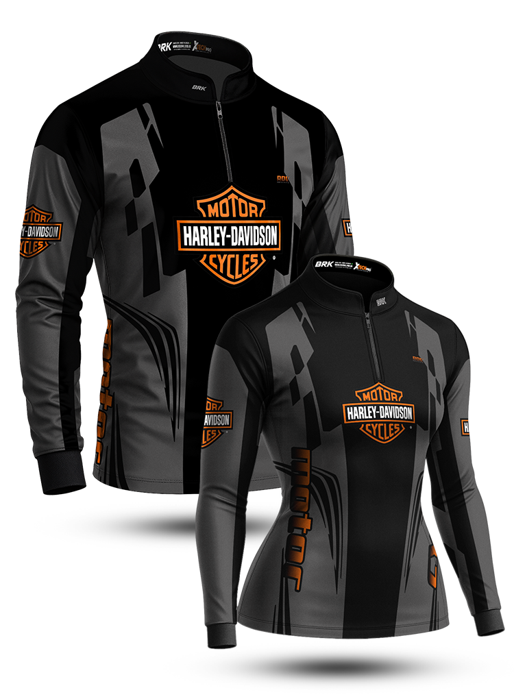 Kit Casal Camisas UV50 Harley Davidson Black com Proteção UV50