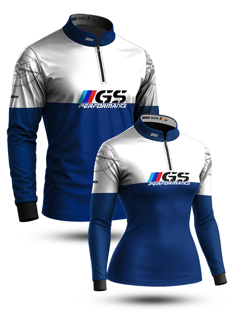 Kit Casal Camisas UV50 GS BMW Performance Azul com Proteção UV50