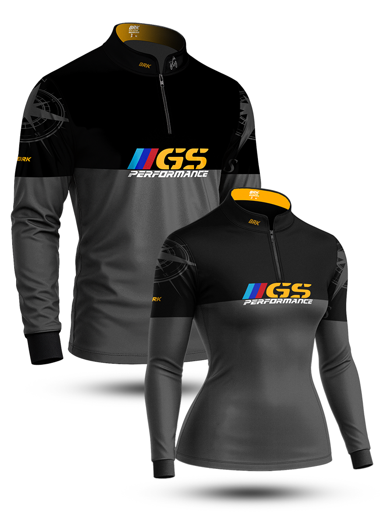 Kit Casal Camisas UV50 GS BMW Performance Cinza e Preto com Proteção UV50