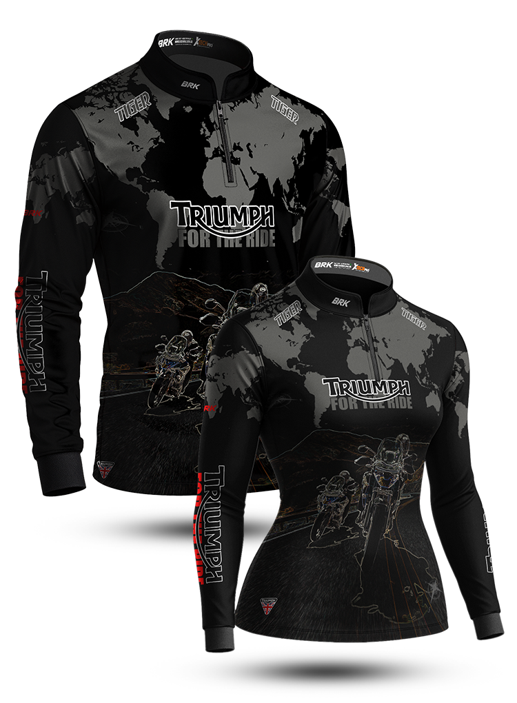 Kit Casal Camisas UV50 Triumph Tiger for the Ride com Proteção UV50