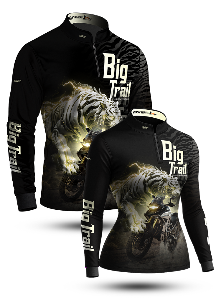 Kit Casal Camisas UV50 Tiger 1200 Rally Pro Preta com Proteção UV50