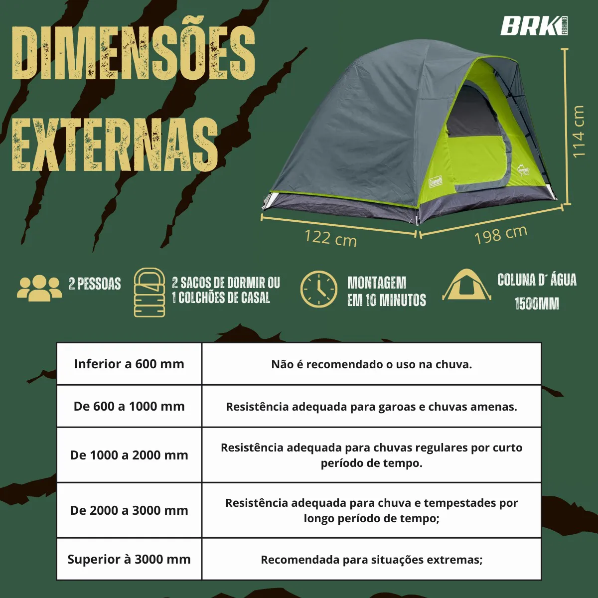 Barraca Camping para 2 Pessoas em Poliéster Amazônia Coleman