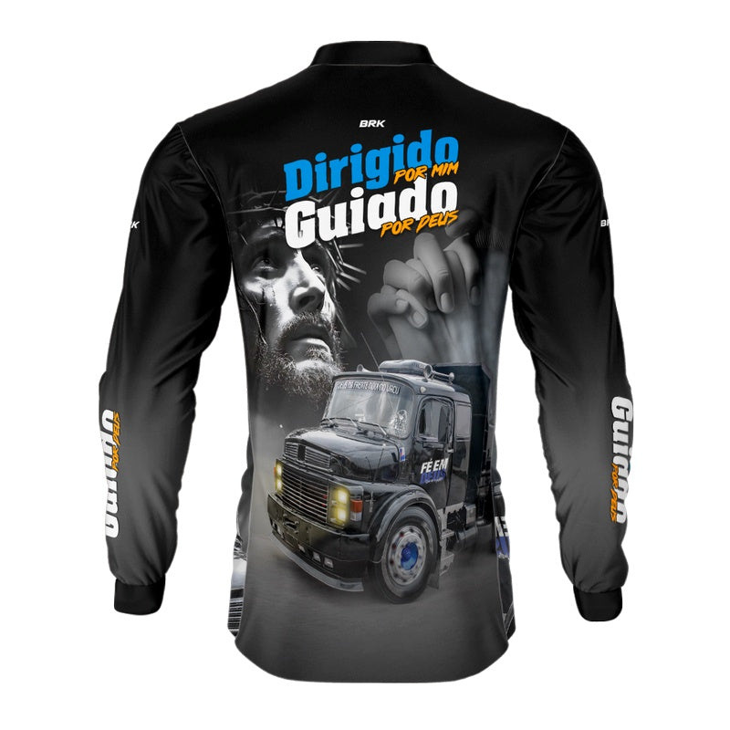 Camisa de Caminhão Brk Dirigido Por Mim, Guiado Por Deus com UV50+
