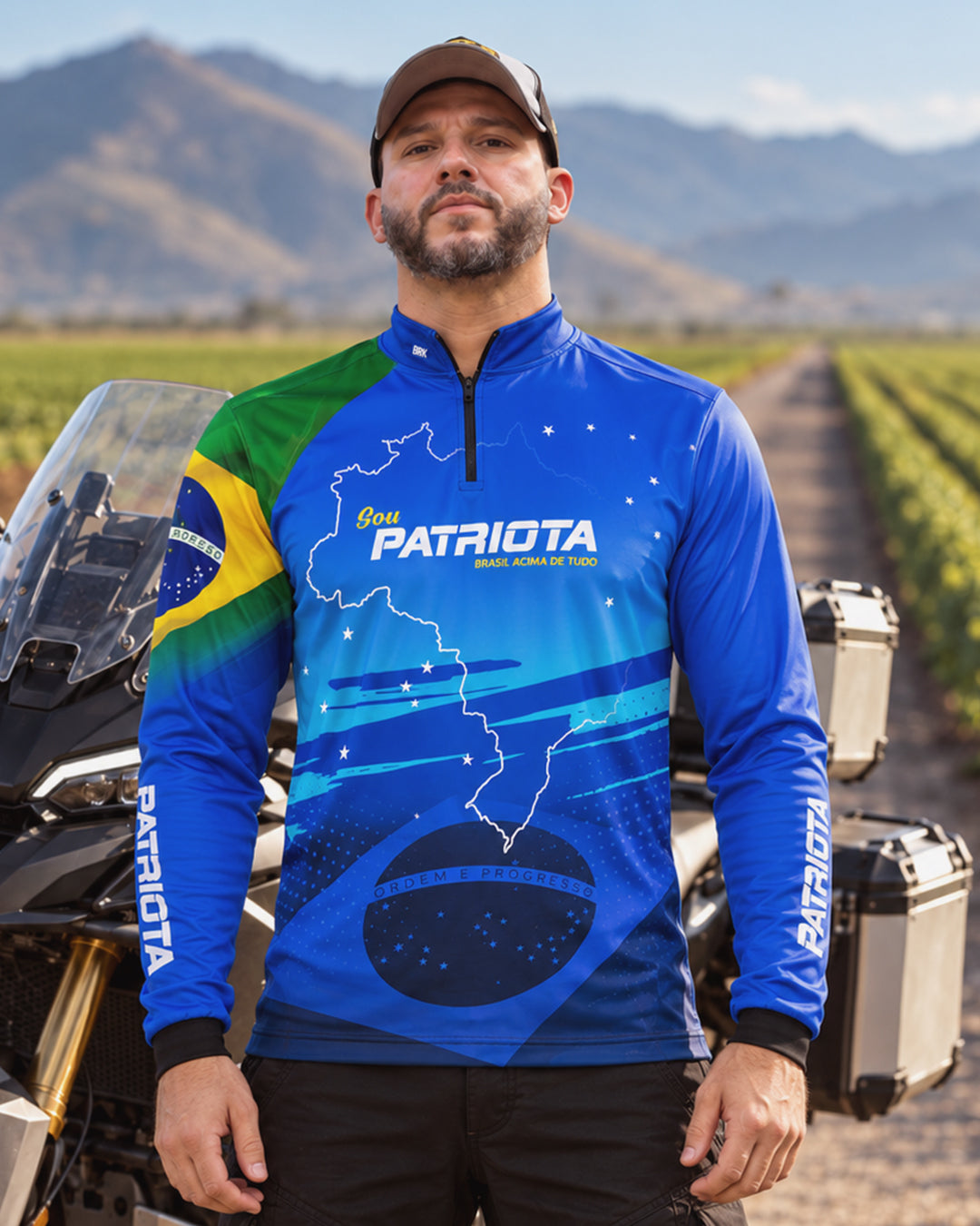 Camisa Básica Patriota Azul Bandeira do Brasil com Proteção UV50+