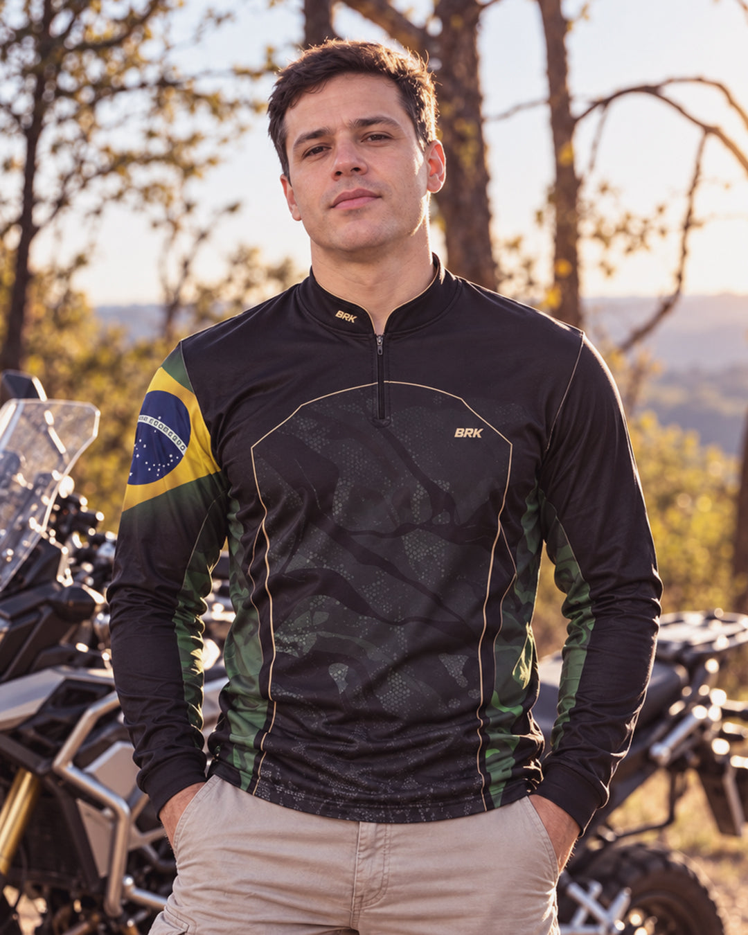 Camisa Camuflada Bandeira do Brasil com Proteção Solar UV50+
