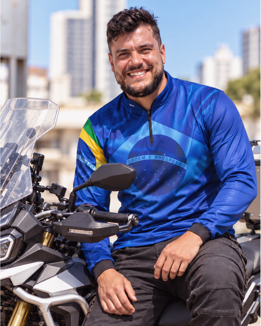Camisa Brasil Azul com Proteção Solar UV50+