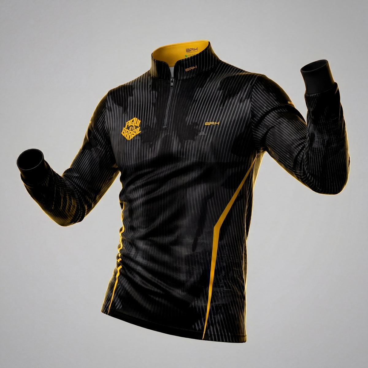 Camisa Brk Aqui é o Brasil Cristo Redentor Preta com Proteção UV50