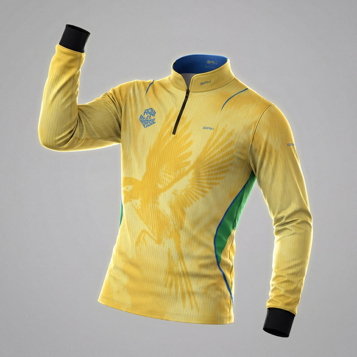 Camisa Brk Aqui é o Brasil Beija-Flor Sombreado Amarela com Proteção UV50